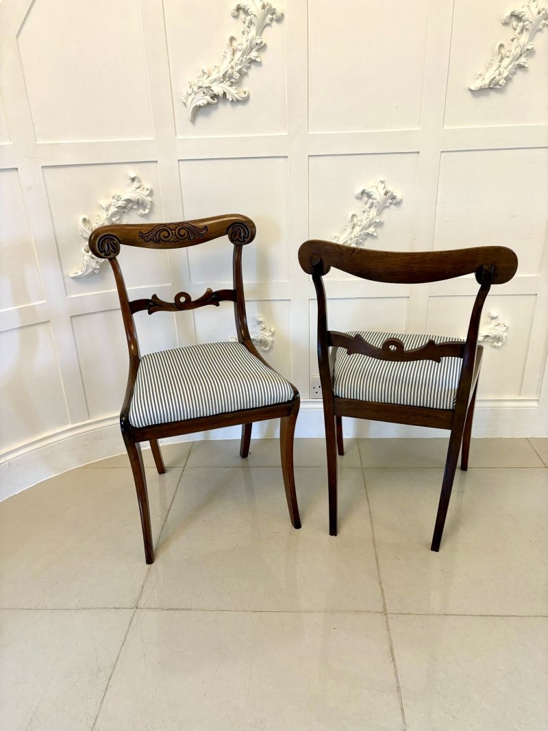 Outstanding Quality Set of 8 Antique Regency Carved Rosewood Dining Chairs - Image 5